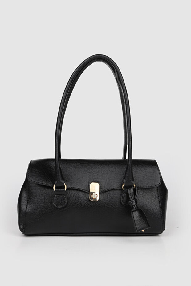 Monca Women's Gold Buckle Detailed Lockable Daily Shoulder Bag
