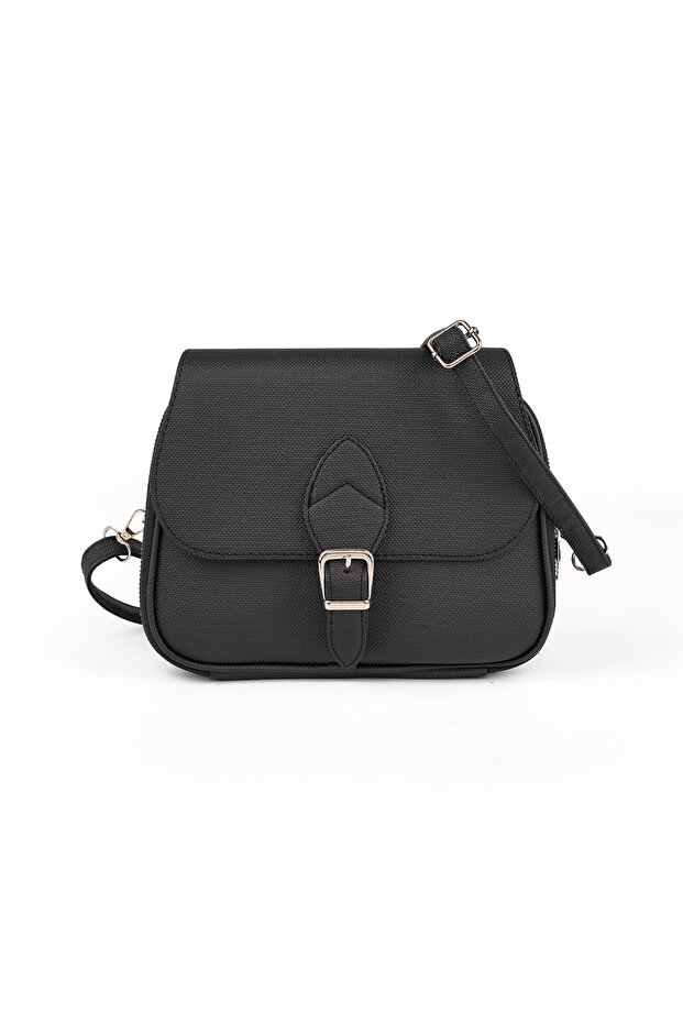 Women's Bag with Cover Detail, Three Compartments, Crossbody, Width: 23 Cm, Length: 19 Cm, Width: 10 cm
