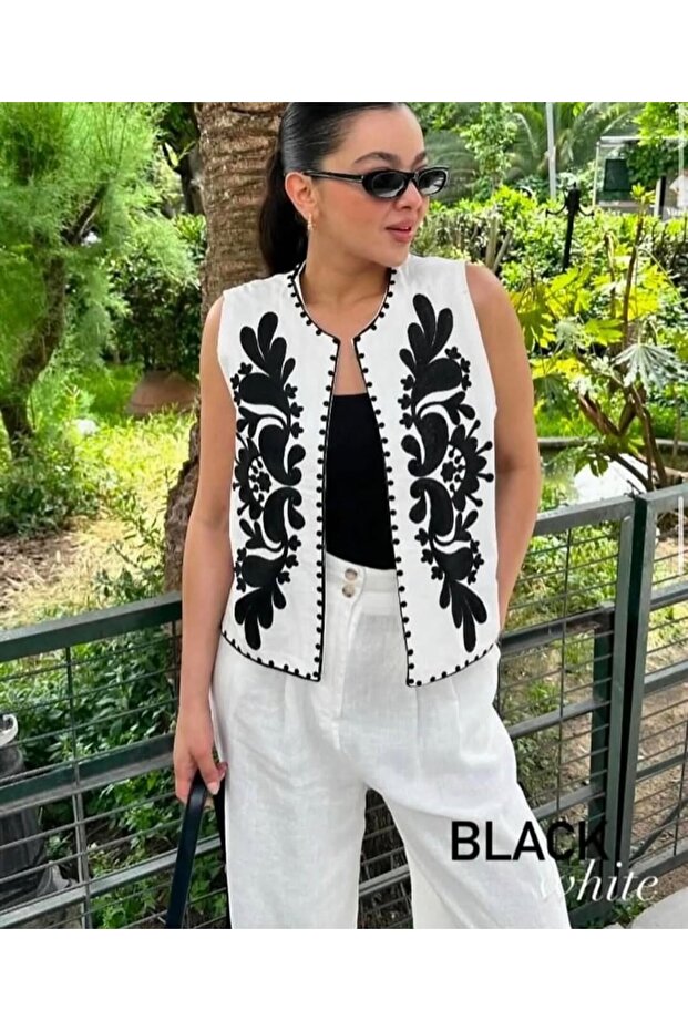 Cotton Linen Suze Embroidered Vest