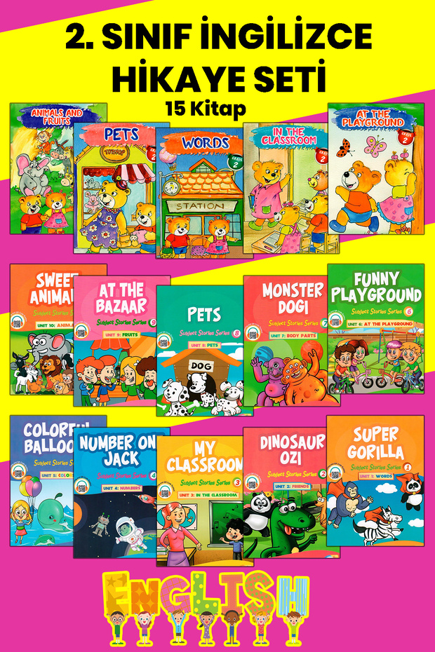 2. Classroom English Story Book Set Beginner Level , Illustrated Easy Reading (Ages 6-8)
