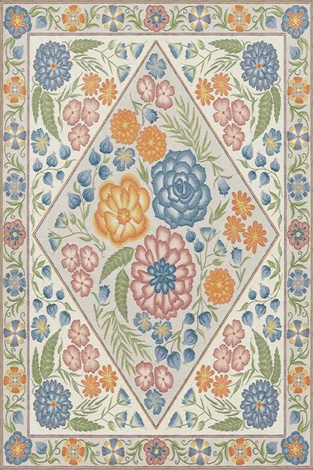 Rose Patterned Multi-Colored Woven Base Carpet Miravip8112