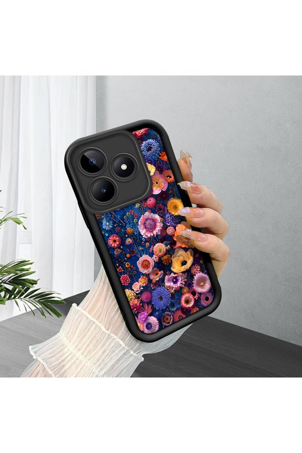 Realme Note 50 4g Compatible Retro Floral Print, Stylish and Elegant, Shock-Absorbing Silicone Case