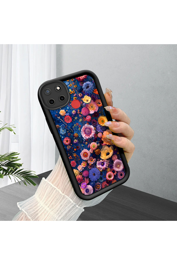 Realme C25S Compatible Retro Flower Print, Stylish and Elegant, Shock-Absorbing Silicone Case