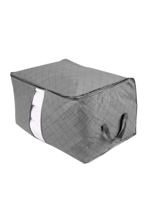 حقيبة قماشية قابلة للطي، رمادية اللون، متوسطة الحجم - 1