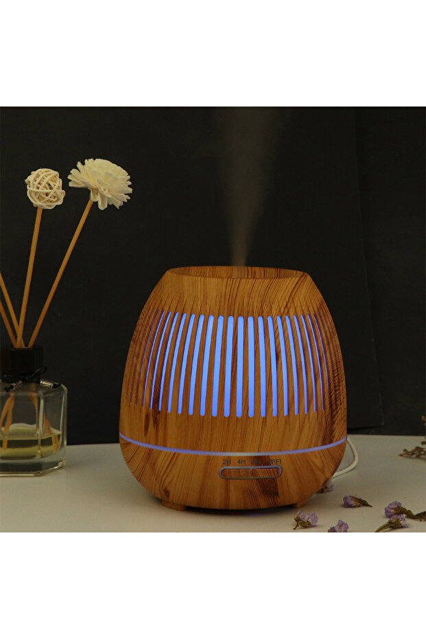 موزع زيوت عطرية سعة 400 مل مع جهاز تحكم عن بعد، لون بني فاتح - 2