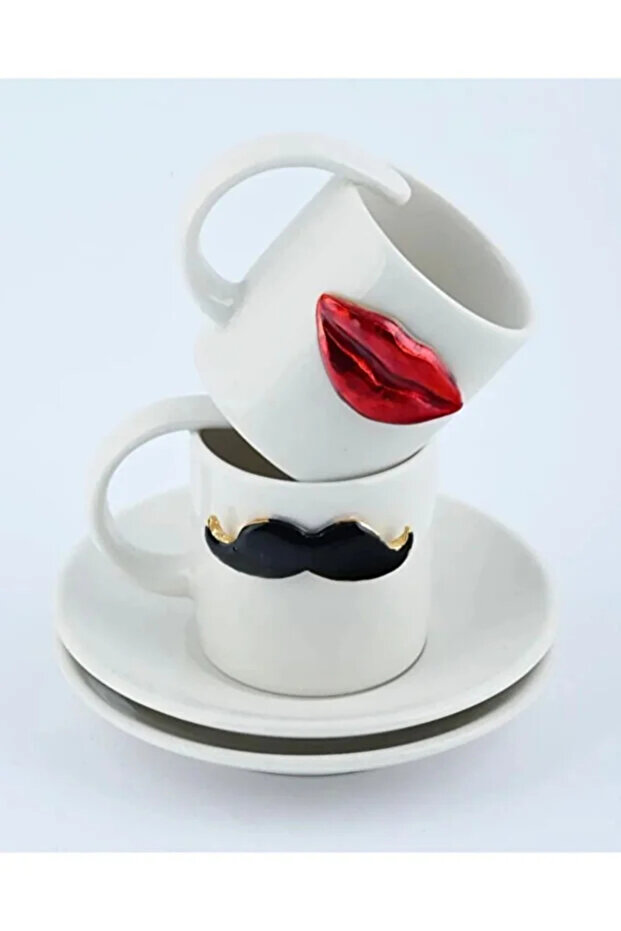 2-Person Coffee Cup with Lip Moustache Detail
