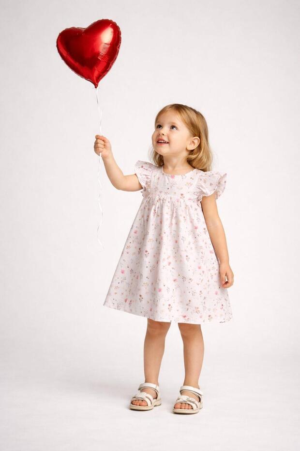Girl's Floral Patterned Ruffle Summer Dress