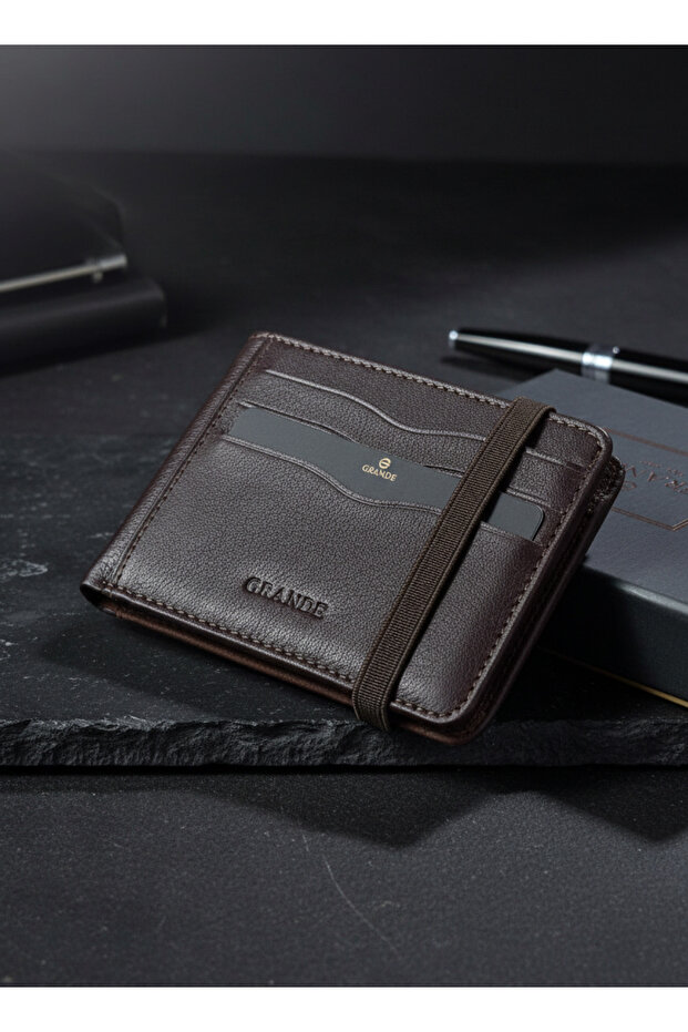 755 100% Genuine Leather Men's Wallet Card Holder Brown