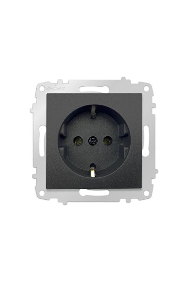 Grano Metallic Black Grounded Socket Frameless - 1