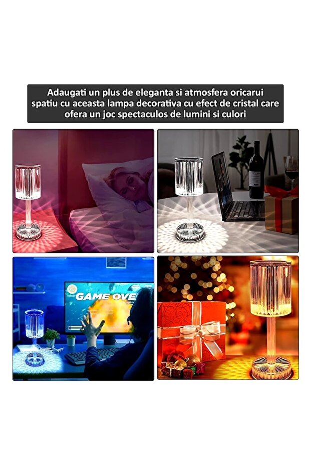 Decorative Lamp - Crystal Effect, RGB, Touch & Remote - 6