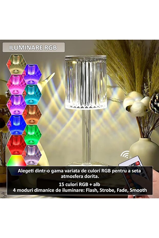 Decorative Lamp - Crystal Effect, RGB, Touch & Remote - 4
