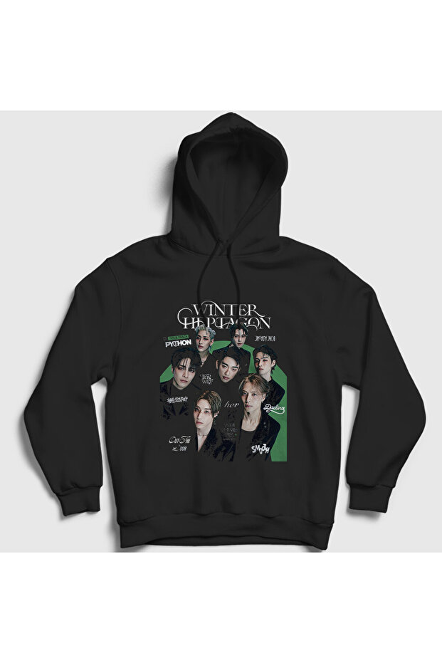 Unisex Black Winter Heptagon K-Pop Got7 Hooded Sweatshirt 600171Tt