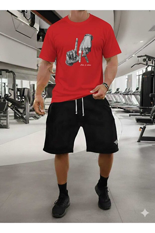 T-Shirt Shorts Set with Printed Design for Men/Women
