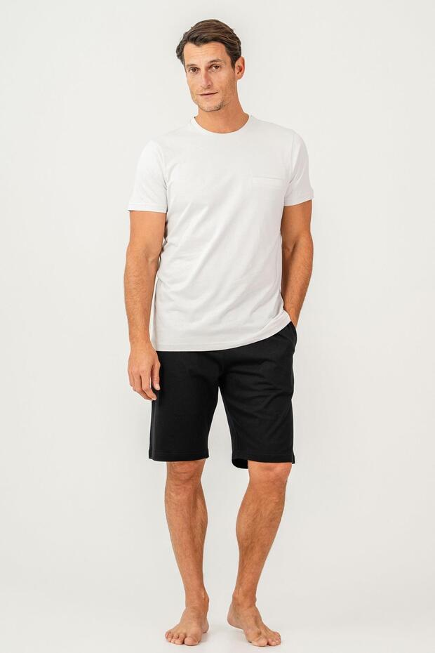 Men's T-Shirt and Shorts Set 100% Cotton – Comfortable Set for Home & Daily Use with Pocket Shorts