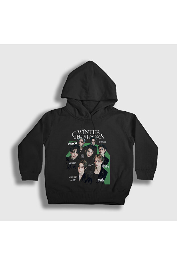 Unisex Kids Black Winter Heptagon K-Pop Got7 Hooded Sweatshirt 600138Tt