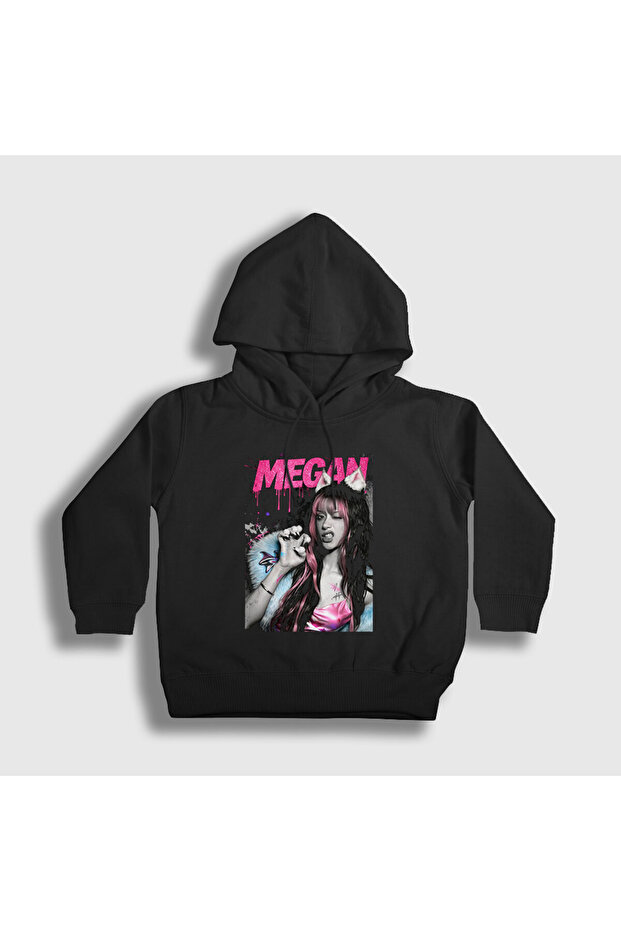 Unisex Kids Black Cat Claw Megan Katseye Hooded Sweatshirt 596511Tt