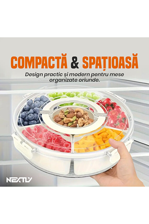 Compartmentalized Container, 6 Sections, 26cm, White - 5