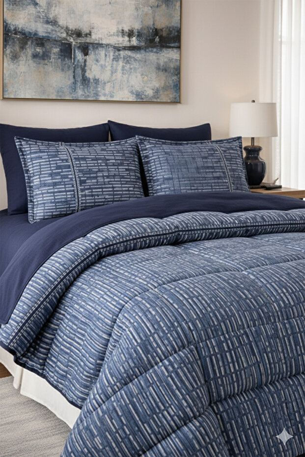 طقم نوم مودرا مزدوج - أزرق - 2