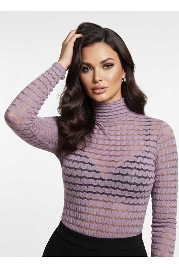 Kadın hafif transparan tül bluz - 1