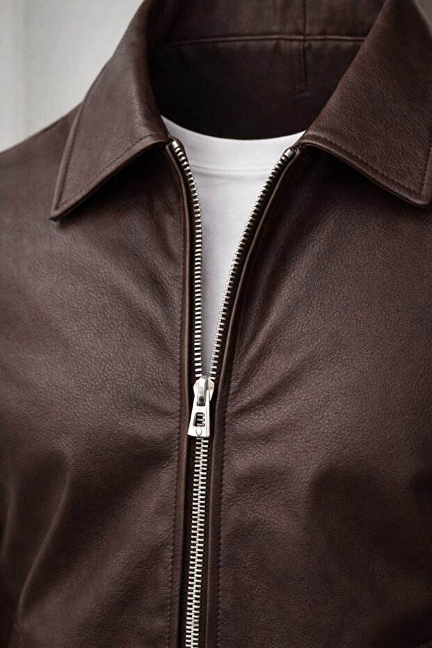 Zamansız Stil Şık Basic Deri Ceket - 3