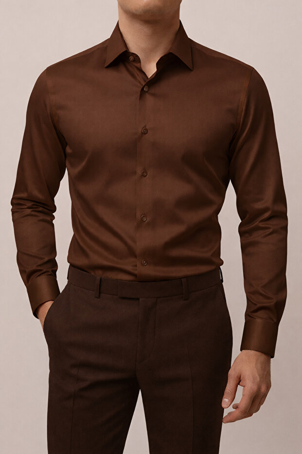 Slim Fit Slim Fit Long Sleeve Easy Iron Breathable Texture Tie Collar Four Seasons White Men's Shirt