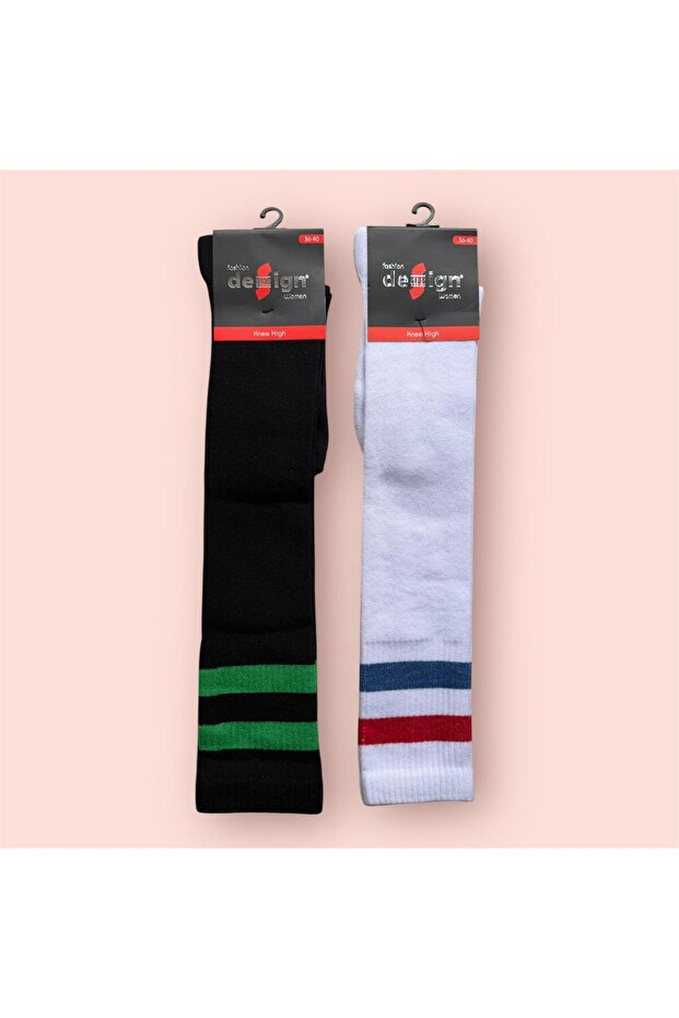 Design Women's Striped Knee High Socks 2 Pairs