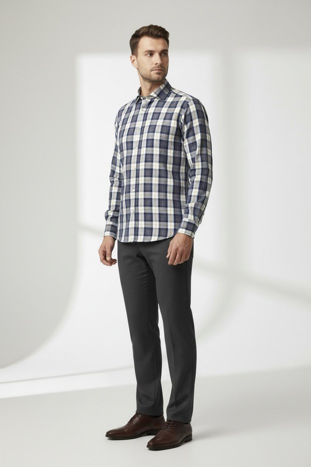 Men's Snap Button Washable Slim Fit Poplin Cotton Shirt (New Product)