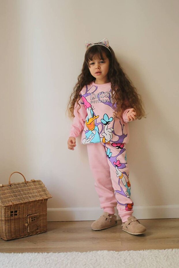 Girl's Winter 3 Thread Printed Embroidered Top and Bottom Set | Soft Textured-2001-Jlb-036
