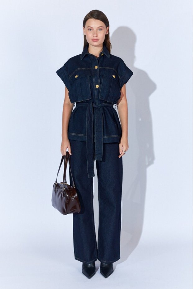 Women's Denim Pants Women's Jeans Rins Wash Mid Waist Straight Cut Women's Jean Pants