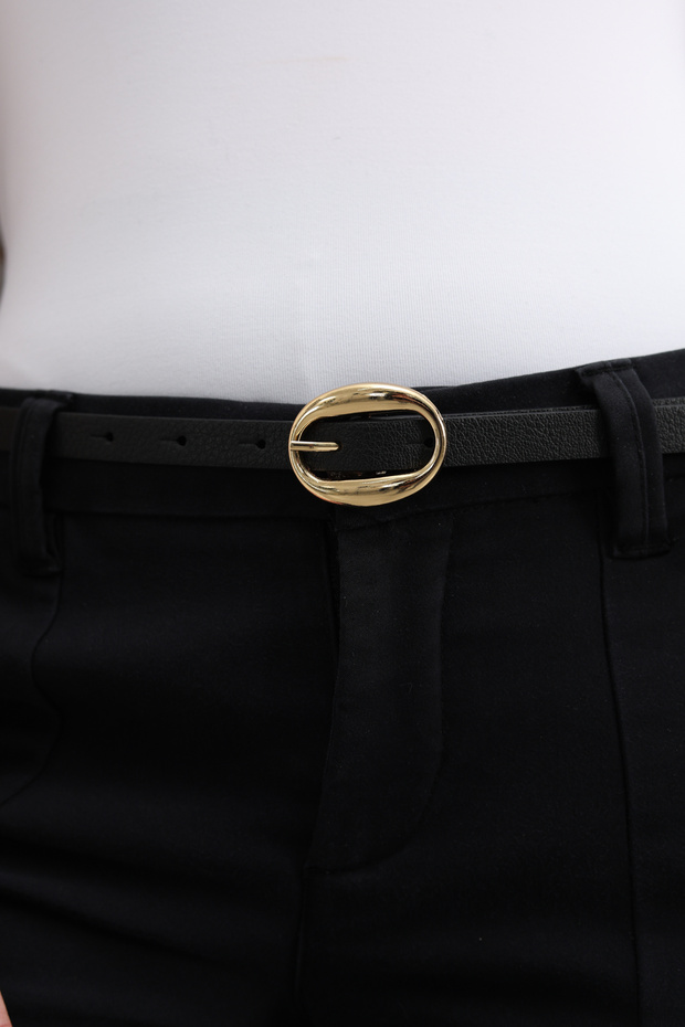 Thin Gold Buckle Women's Trouser Belt, Dress Belt, Coat Belt