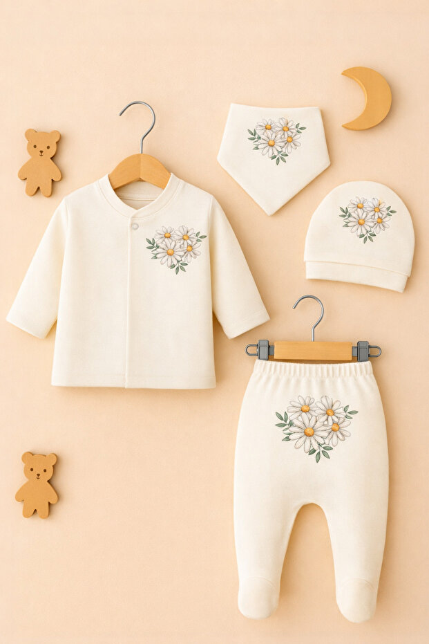 Hospital Discharge Set / Newborn Set Daisy Frog Printed Unisex Cotton