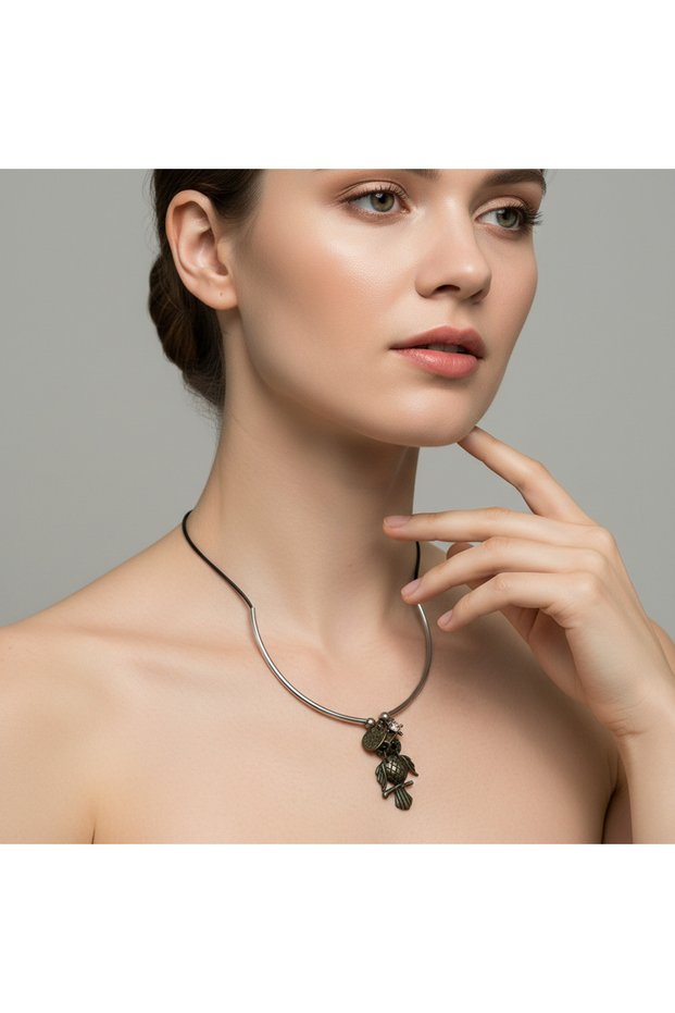 Antique Metal Owl Figured Necklace – Vintage Stylish Design Gift Jewelry