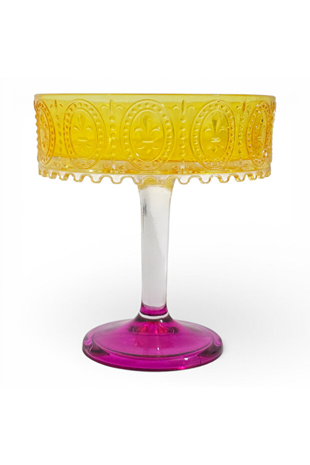 Colorful Glass Leged Presentation Stand 19 cm |   Embossed Patterned Special Design