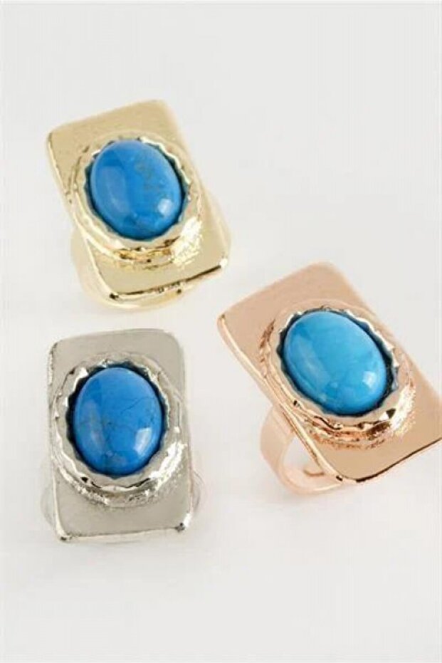 MTXDPN خاتم من حجر الفيروز المستطيل (185136) - أصفر - 2