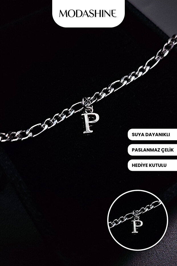 Letter P Steel Anti-Tarnish Stainless Bracelet