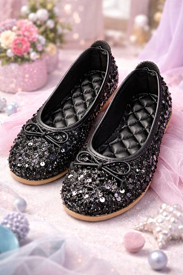 Girls' Daily Ballet Flats with Bow Detail, Soft Comfortable Sole