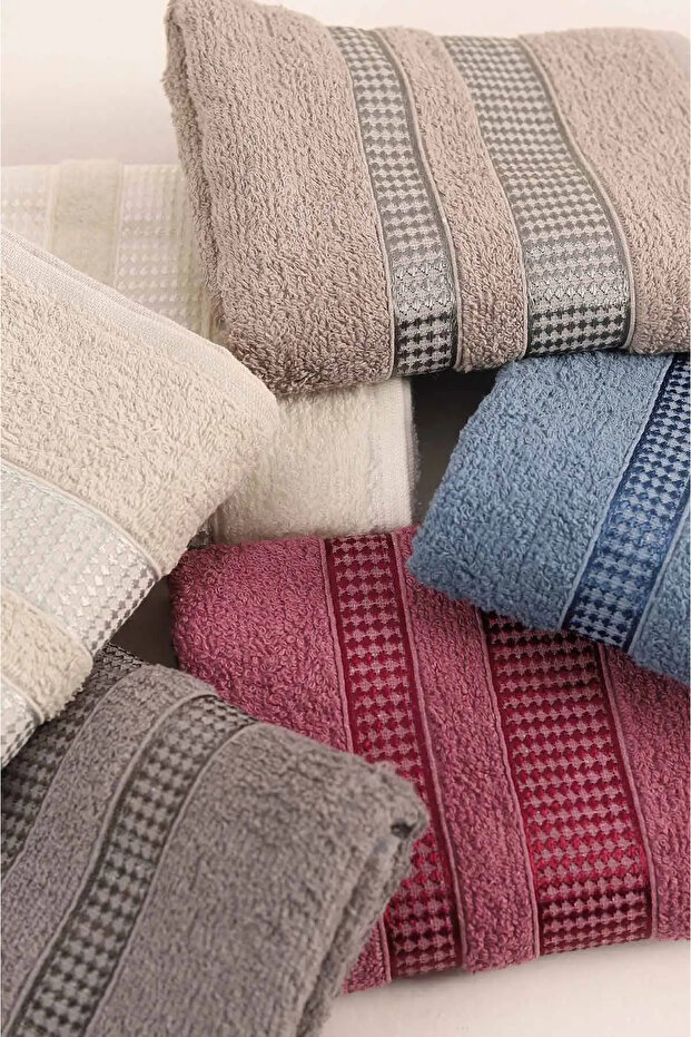 100% Cotton Hand Towel Set | 6 Pieces | 50X90 cm | Soft & High Absorbency | Dowry & Gifts