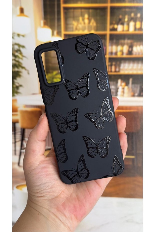 Infinix Gt 30 Pro Compatible Black Butterfly Patterned Silicone Shock Absorbing Classic Protected Rubber Case