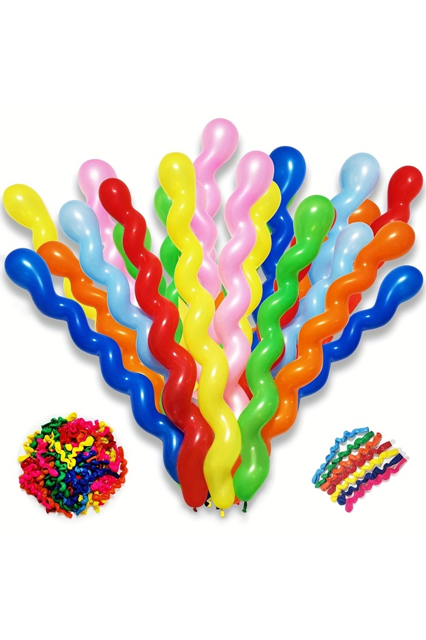 Gemar 20-Piece Mixed Color Twisted Balloon Set - Serrated Shaped Balloons