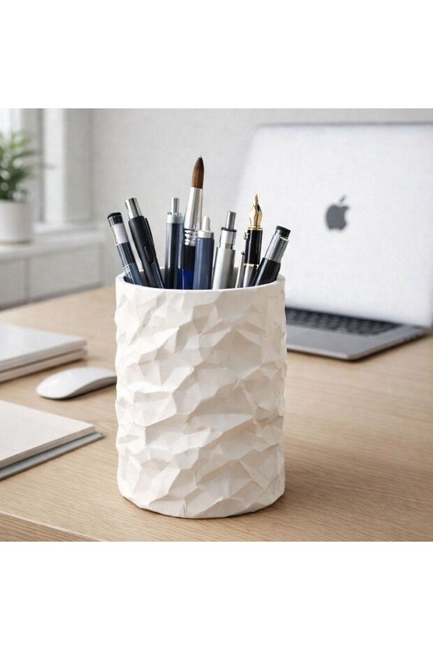 Textured 3D Printer Production Decorative Tabletop Pen Holder and Organizer