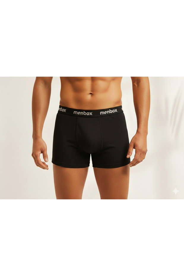 Erkek 3'lü Likralı Basic Düz Esnek Boxer Set - 2