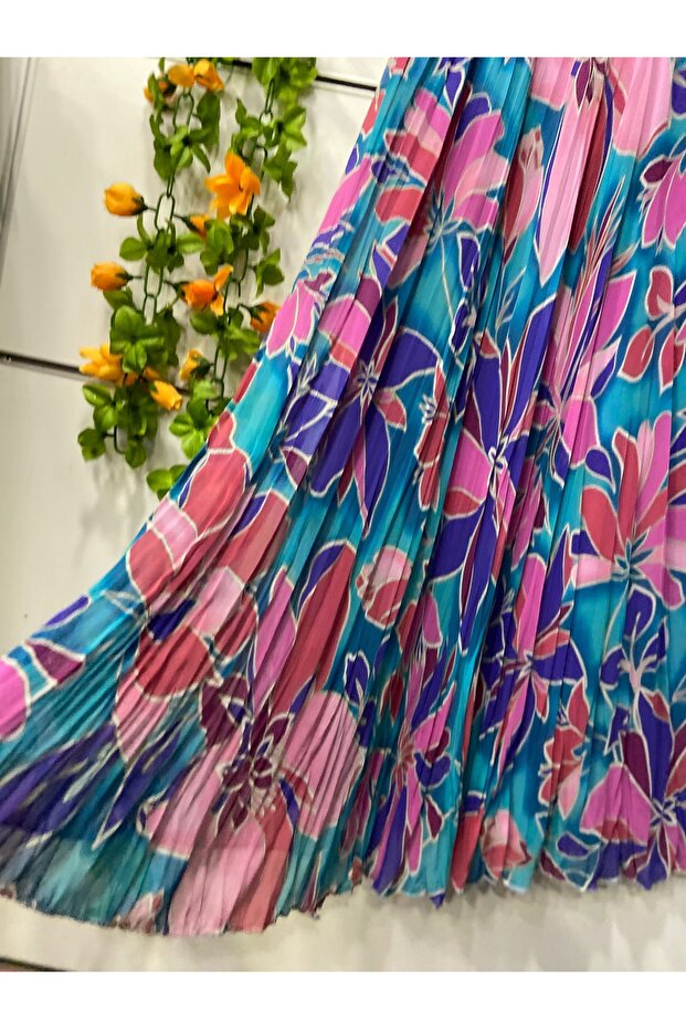 تنورة شيفون منقوشة مع بطانة - 2