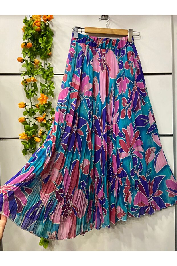 تنورة شيفون منقوشة مع بطانة - 1