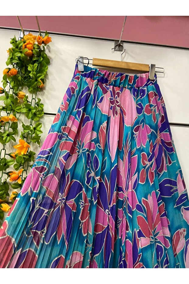 تنورة شيفون منقوشة مع بطانة - 3