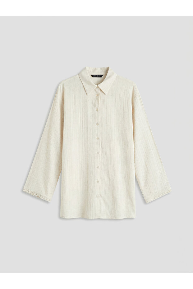 New season from güli̇s gi̇yi̇m ecru textured linen blend women's shirt tunic
