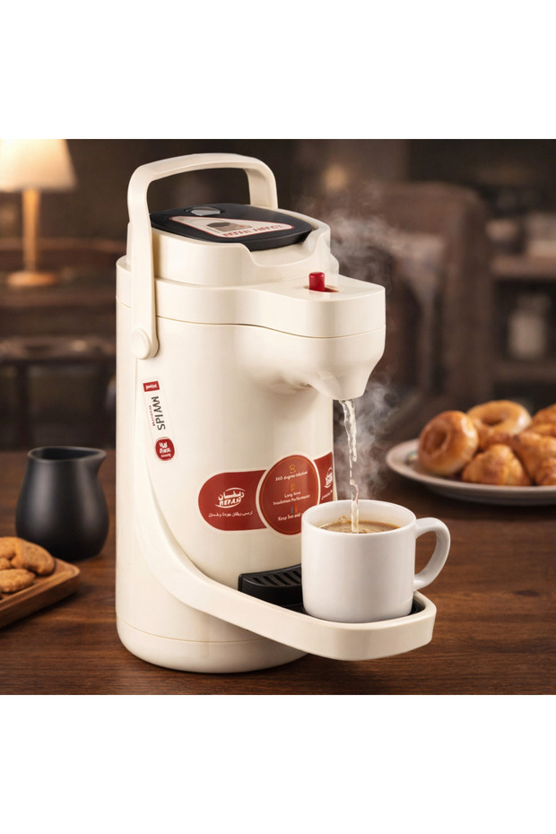 ترمس ضغط ريفان 1.5 لتر – حافظ حرارة وبرودة مع دوران 360° ☕❄️