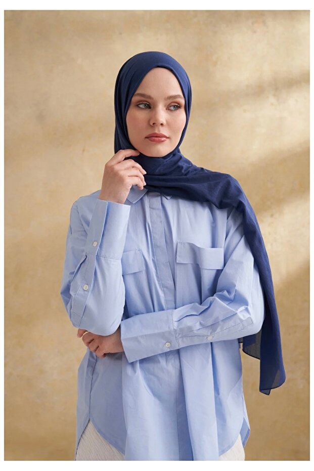 Rustik pamuk şal morcivert - 2