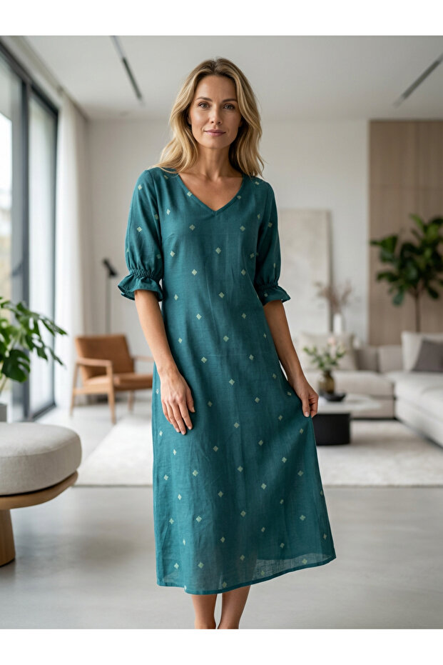 Rochie din bumbac brodat manual - 2