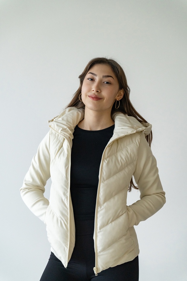 Silver kapşonlu bej mont - 5