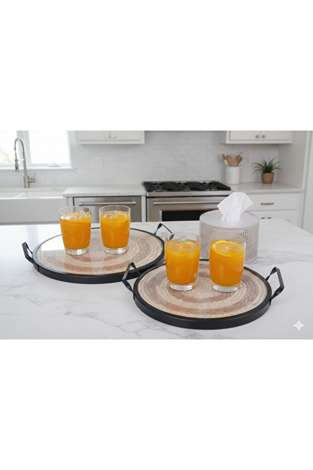 طقم صواني تقديم مع علبة مناديل - 3